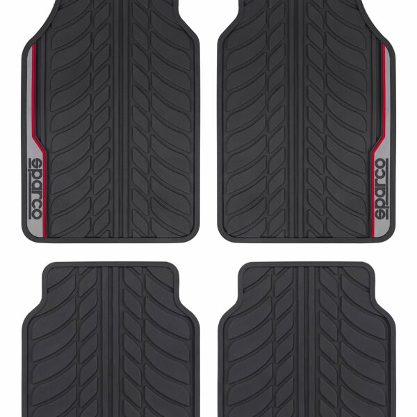 Sparco Kit 4 Tapetes Borracha Vermelho & Cinza