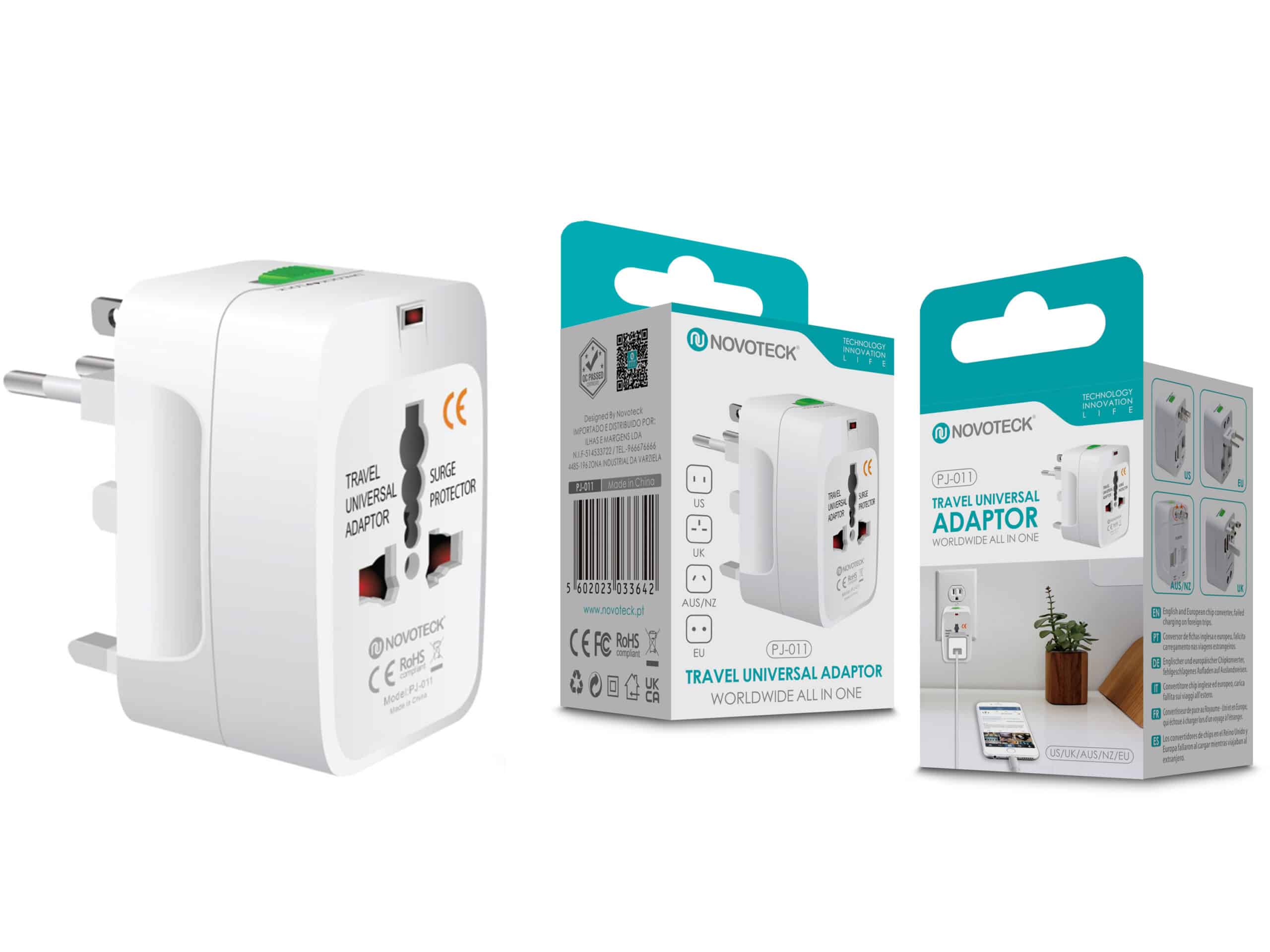 PJ-011-TRANSFORMADOR-UNIVERSAL-US-UK-EU-AUS-scaled-1 Adaptador Universal de Viagem NOVOTECK PJ-011 – Compatível Mundialmente, Proteção contra Surtos, Design Portátil US-UK-EU-AUS - Image 1