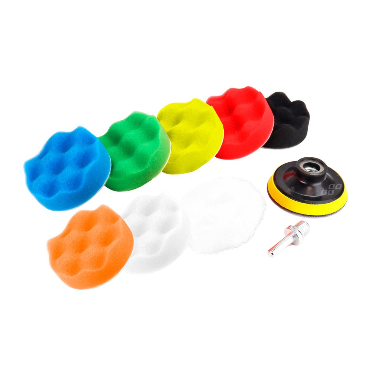 JOGO 7 ESPONJAS POLIMENTO +BASE +DISCO VELCRO +ADAPTADOR - Image 1