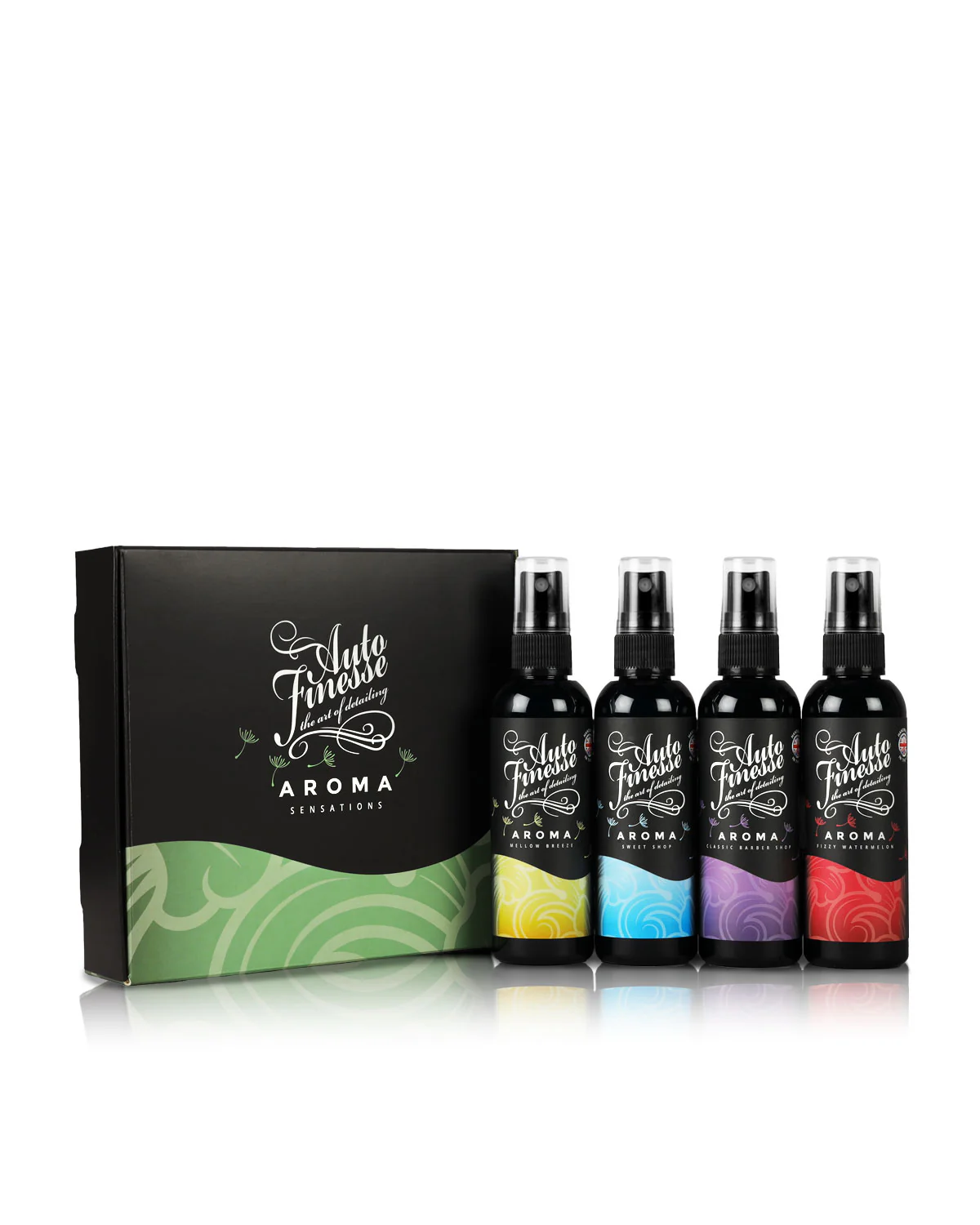 AROMA-KITPACK_new-white_9c44f248-0c2f-48d2-aeaa-33779b2d2bfd_2048x2048 AUTO FINESSE AMBIENTADORES Sensações Aromáticas Conjunto de 4 frascos de 100ml - Image 1
